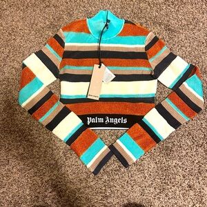 Palm Angels Striped Knit Sweater Crop Top – Size Large– NWT